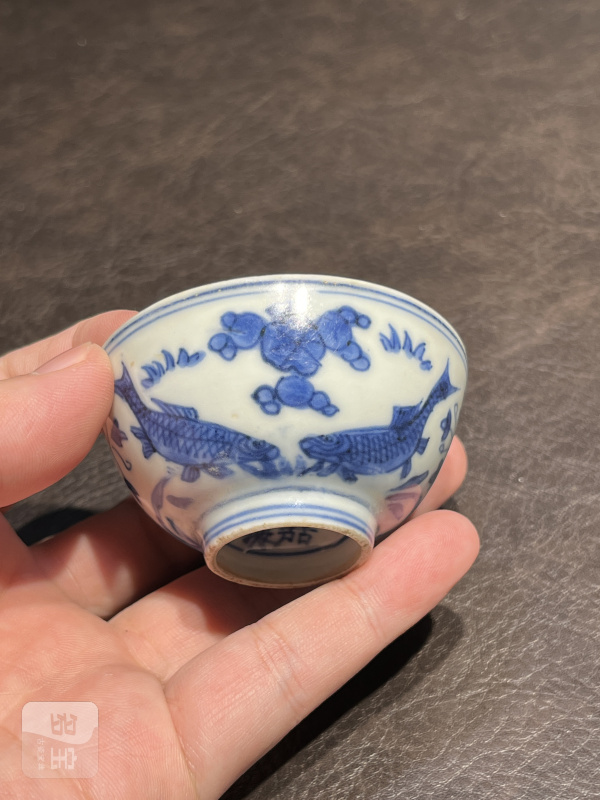 明嘉靖 青花鱼藻纹茶圆 - 图9